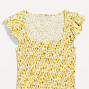 Old Navy Yellow Floral Smocked Blouse